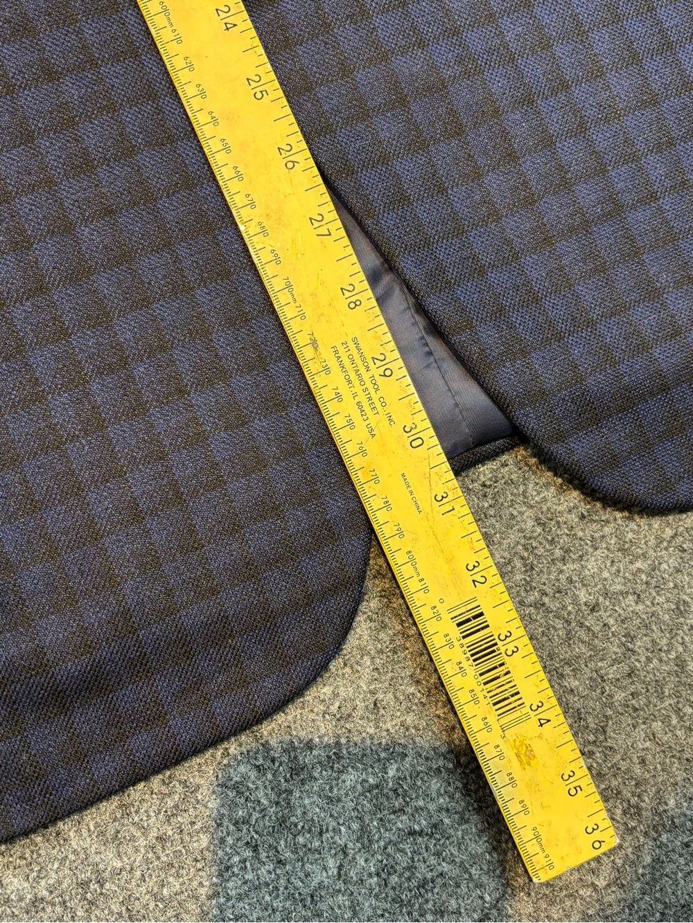CANALI blue and black check pattern wool and silk blend blazer 43R - Picture 11 of 14